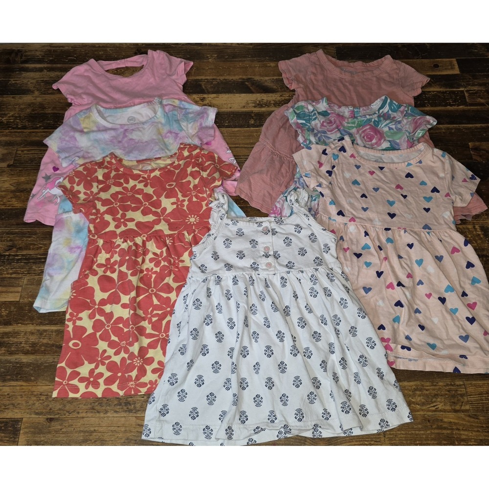 Baby Girl 18 mo Dresses 7 pc Lot Comfy Pastels One Piece Bundle Beach